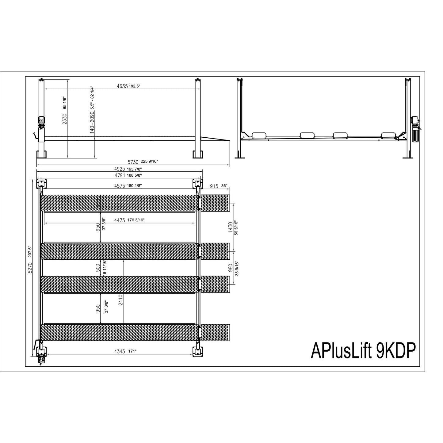 9,000LB 4-Post Double Deck Parking Storage Car Lift - HW-9KDP