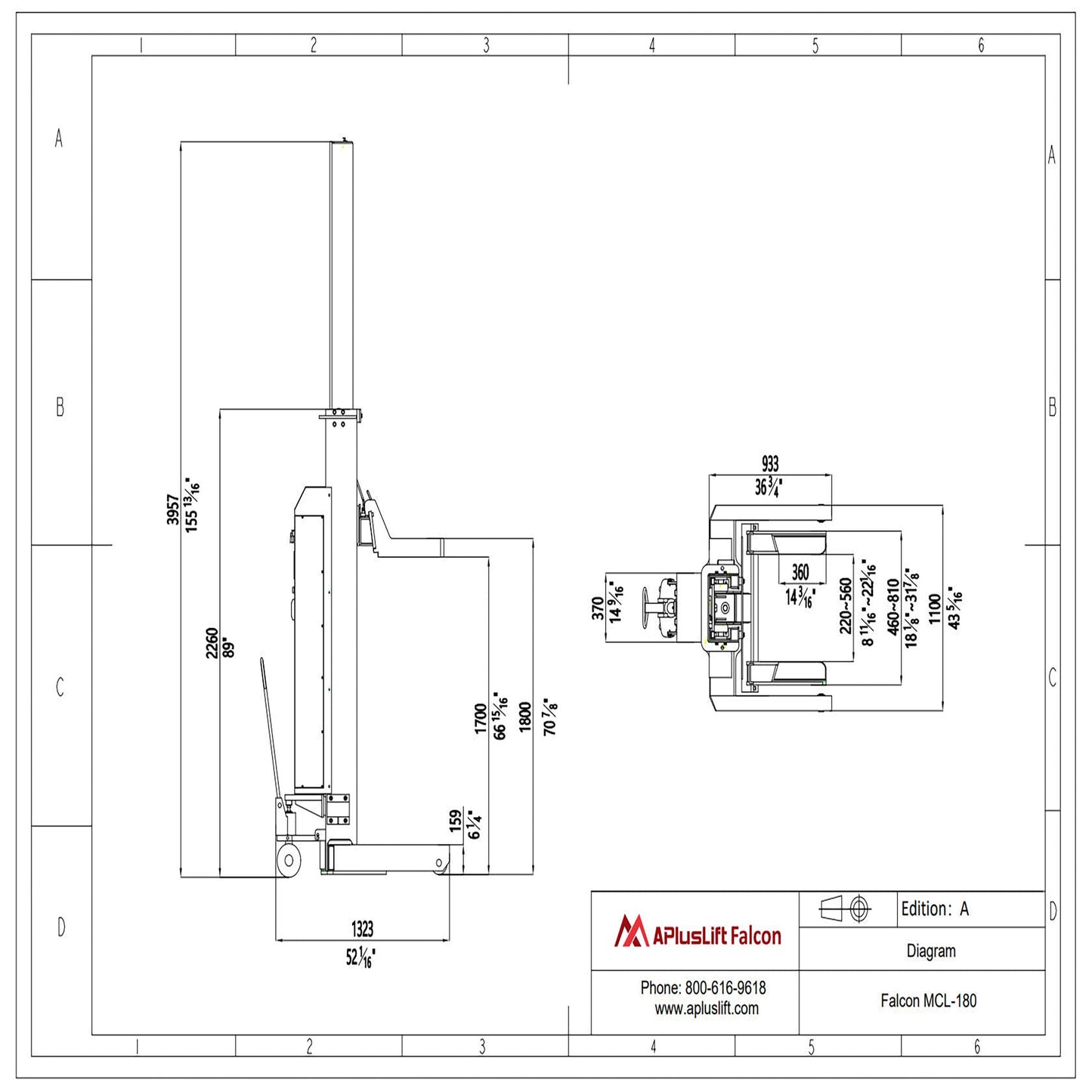 Falcon 18000LB and 22000LB Mobile Column Lifting System