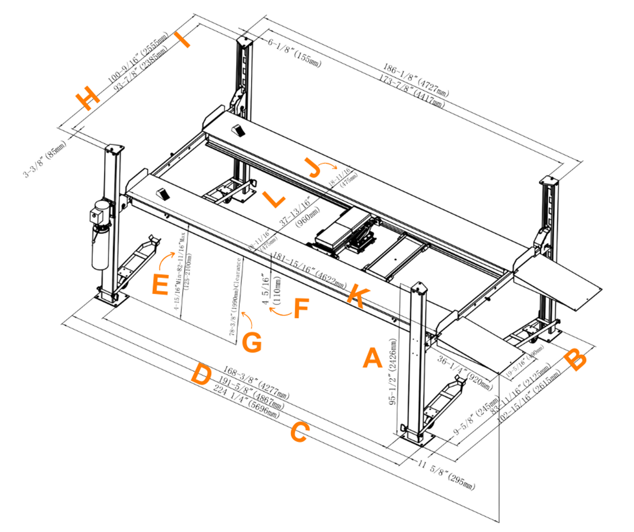 Stratus SAE-P48 G3 4 Post 8,000 LBS Capacity Manual Release Storage Car Lift With Casters