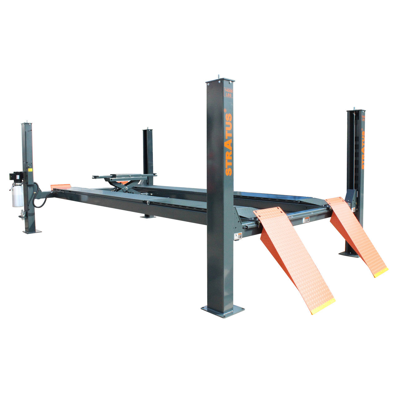 Stratus SAE-414A 4 Post 14,000 LBS Capacity Pneumatic Safety Lock Release Alignment Car Lift