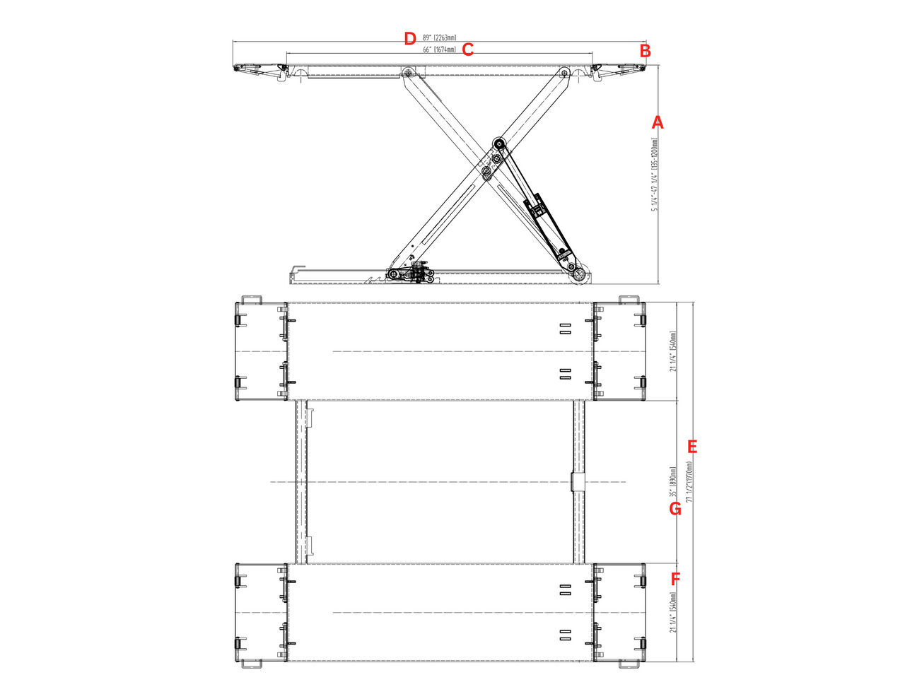 Stratus SAE-MS10000 Extra Wide Extra Tall Commercial Grade 10,000 LBS Open Center Mobile Mid Rise Electrical Safety Lock Release Scissor Vehicle Lift