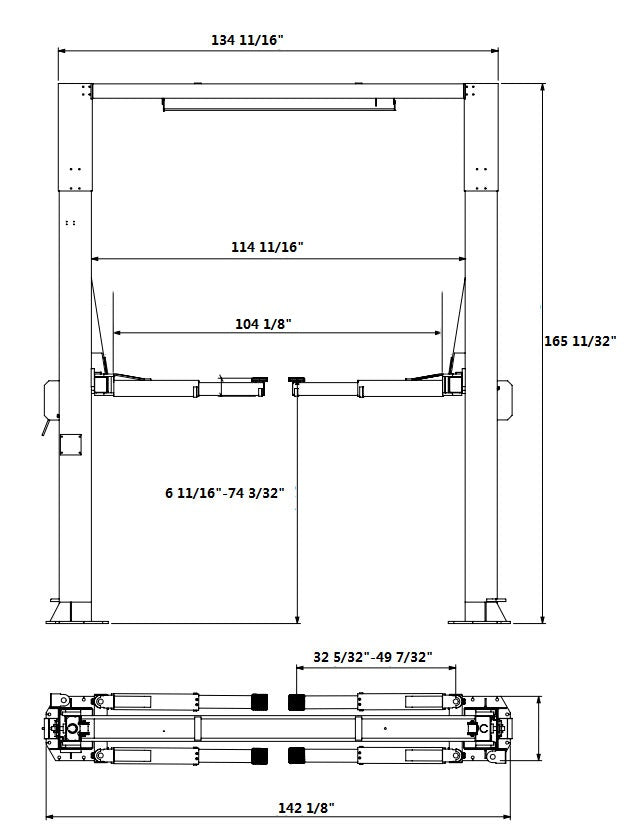 14000LB 2-Post Overhead Single Release Direct Drive Car Lift with A 3-Year Warranty - AP-14SR