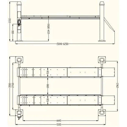 Katool KT-4H150 15,000lbs 4 Post Alignment Lift With Rolling Jack