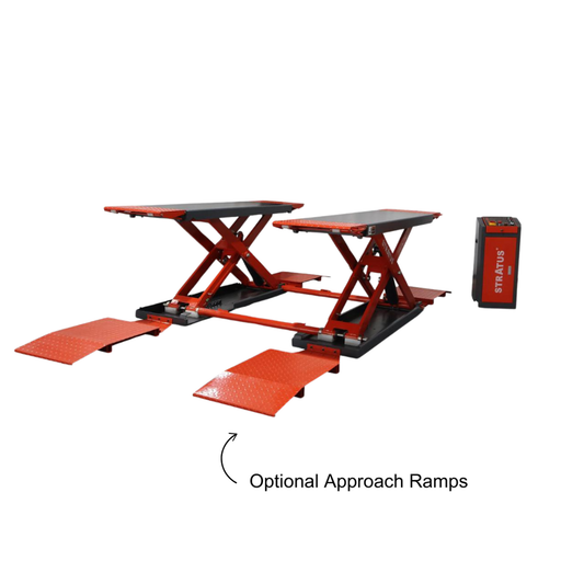 Stratus SAE-MS10000 Extra Wide Extra Tall Commercial Grade 10,000 LBS Open Center Mobile Mid Rise Electrical Safety Lock Release Scissor Vehicle Lift