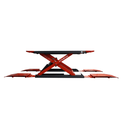 Stratus SAE-MS10000 Extra Wide Extra Tall Commercial Grade 10,000 LBS Open Center Mobile Mid Rise Electrical Safety Lock Release Scissor Vehicle Lift