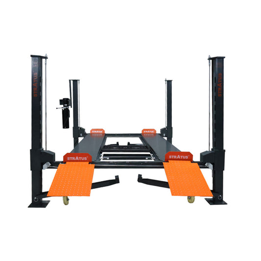 Stratus SAE-P48P Boxed Steel Construction & Sleeve Containment 8,000 Lbs Capacity Manual Release 4 Post Mobile Compact Storage Parking Car Lift