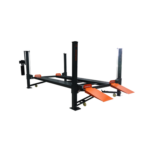Stratus SAE-P48P Boxed Steel Construction & Sleeve Containment 8,000 Lbs Capacity Manual Release 4 Post Mobile Compact Storage Parking Car Lift