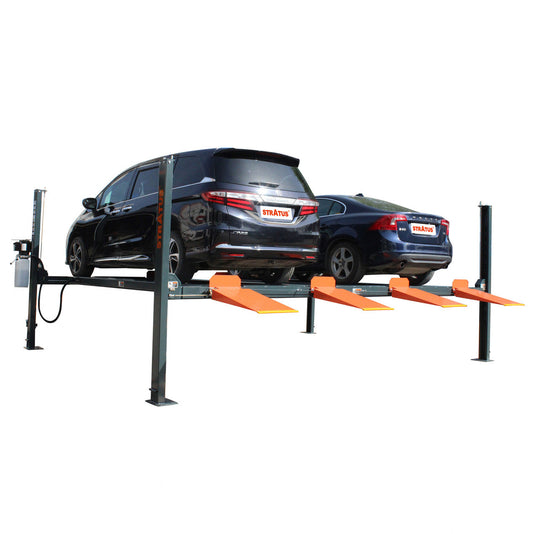 Stratus SAE-P49D 4 Post 9,000 LBS Capacity Manual Release Double Parking Car Lift (Caster Kit Sold Separately)