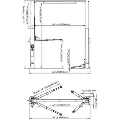 Stratus SAE-C12X Overhead Clear Floor Direct Drive 12,000 LBS Capacity Single Point Manual Release Car Lift