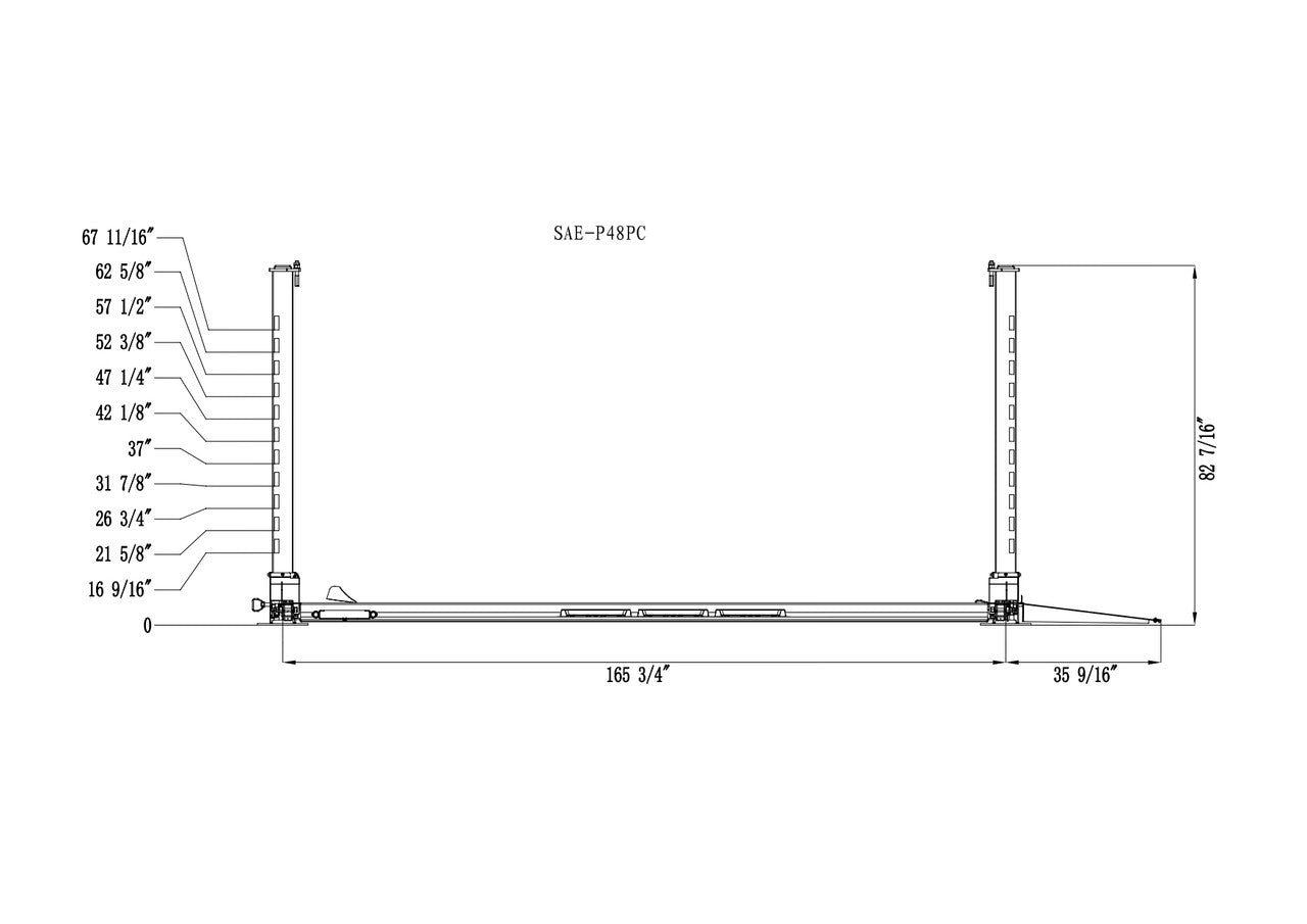 Stratus SAE-P48PC Boxed Steel Construction & Sleeve Containment 8,000 Lbs Capacity Manual Release 4 Post Mobile Compact Storage Parking Car Lift