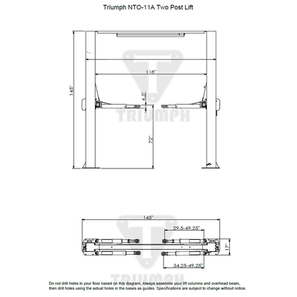 Triumph | NTO-11A 11,000 lb Two Post Auto Lift