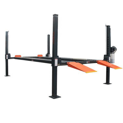 Stratus SAE-P49C Compact Enclosed 4 Post 9,000 LBS Capacity Manual Release Storage Parking Car Lift With Casters