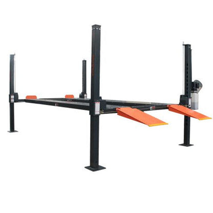Stratus SAE-P49C Compact Enclosed 4 Post 9,000 LBS Capacity Manual Release Storage Parking Car Lift With Casters